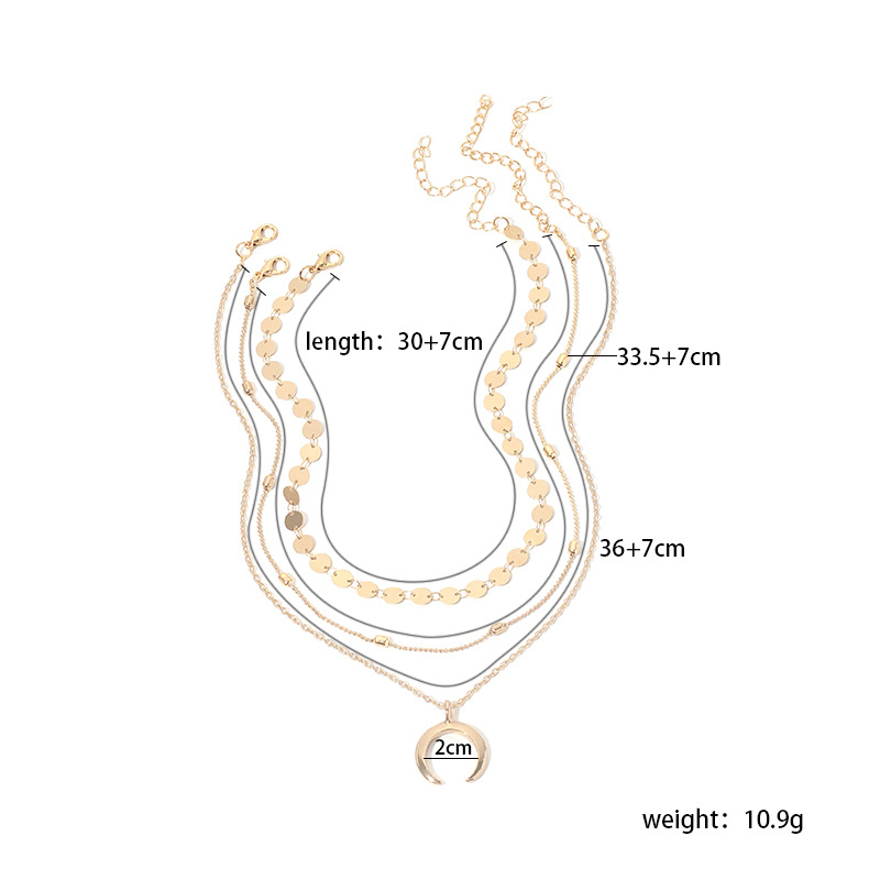 100g Weight Necklace Classification Women'S Gender Gold, Silver Color Hot Selling Crescent Personality Multi-layered Necklace Wholesale 无
