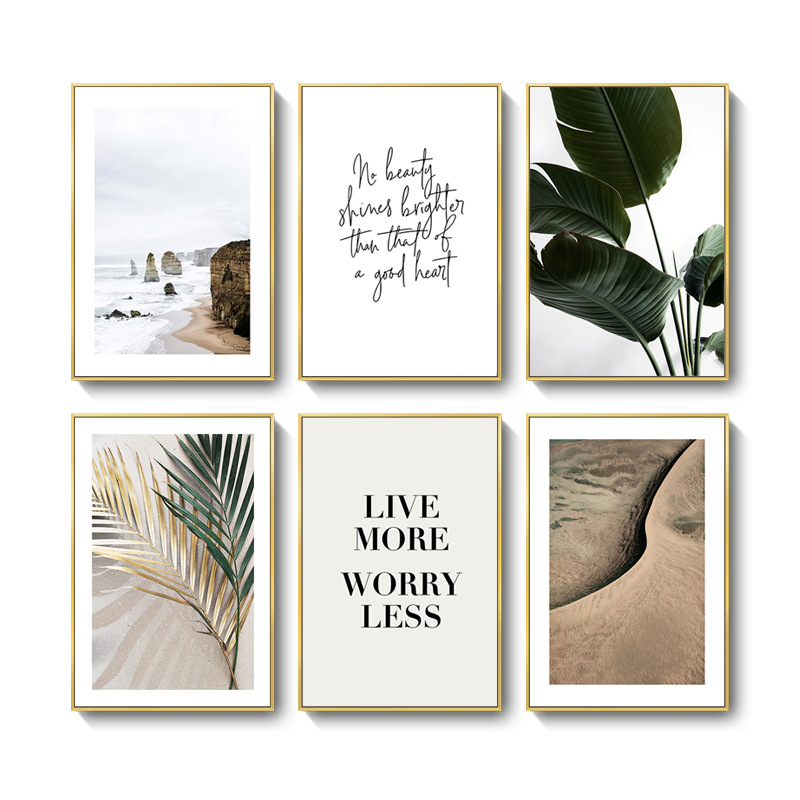 Modern Simple Scandinavian Scenery Decorative Painting Plant English Seascape Hotel Apartment B&B Bedroom Living Room Hanging Painting