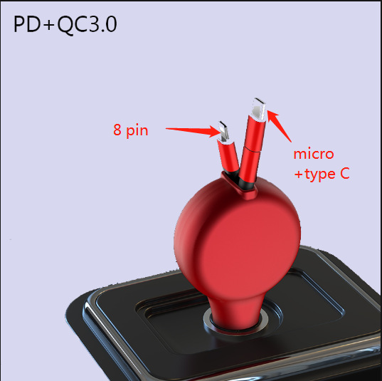 Direktes PD skalierbares Autoladegerät, schnell, eins bis drei, zwei QC3.0-Blitzladekonverter_voghion.com