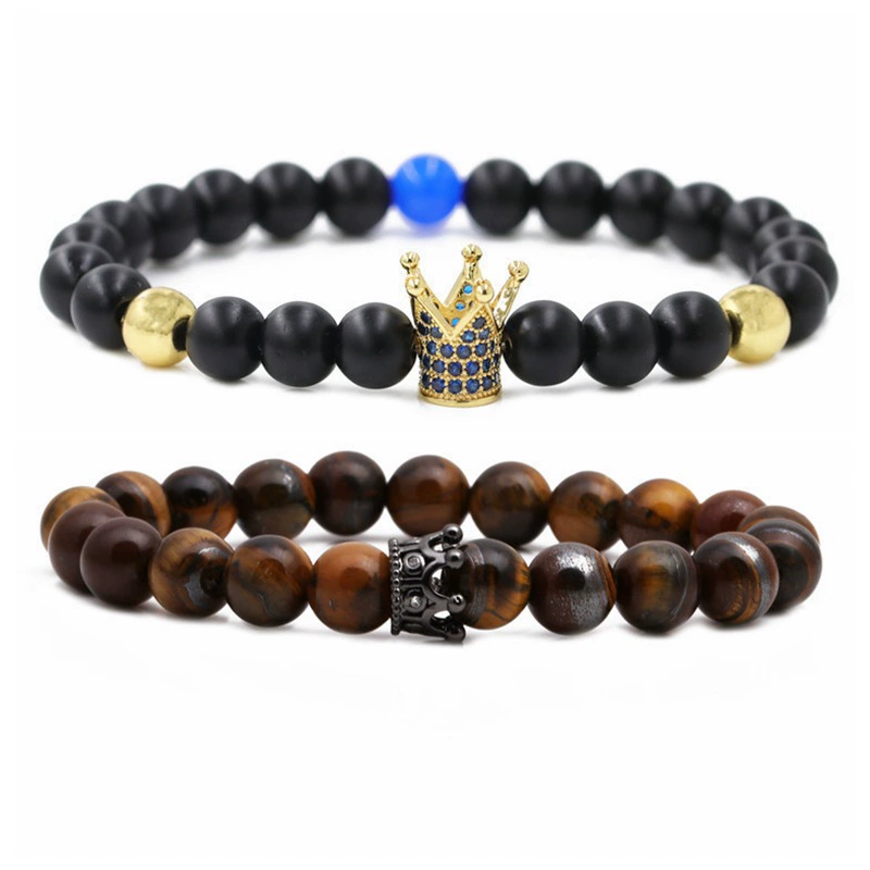 Импортные украшения Tiger Eye Crimson Candy Crimdon Crown Crown Couple Platform Bad Set DIY браслет