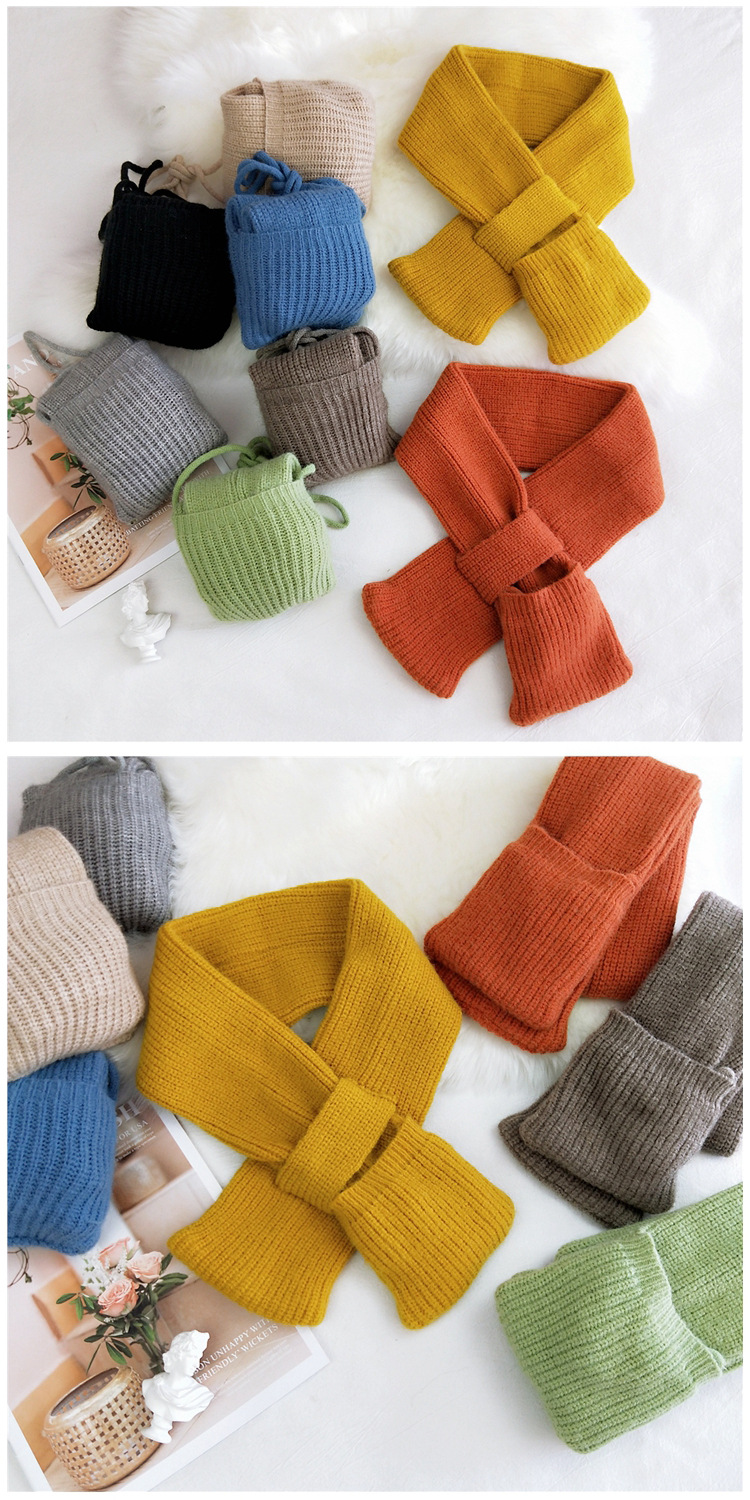 Bags Pure Color Cross Socket Knitted Wool Scarf display picture 10