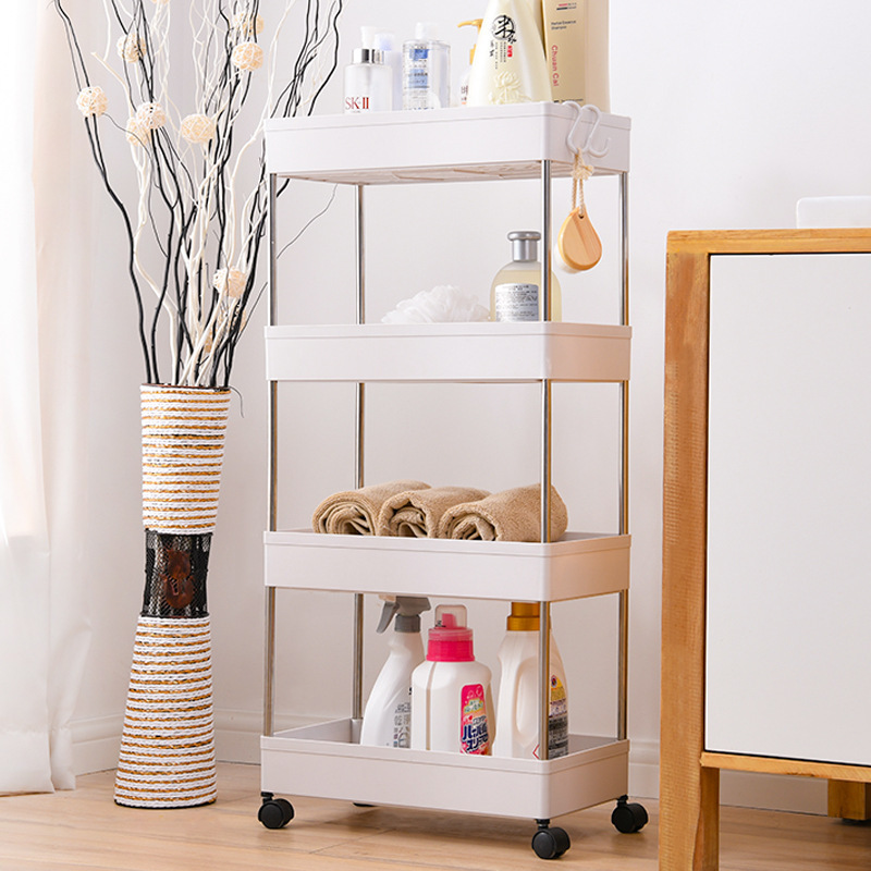 地摊可移动夹缝置物架厨房用品夜市卫生间落地式缝隙小推车收纳架|ru