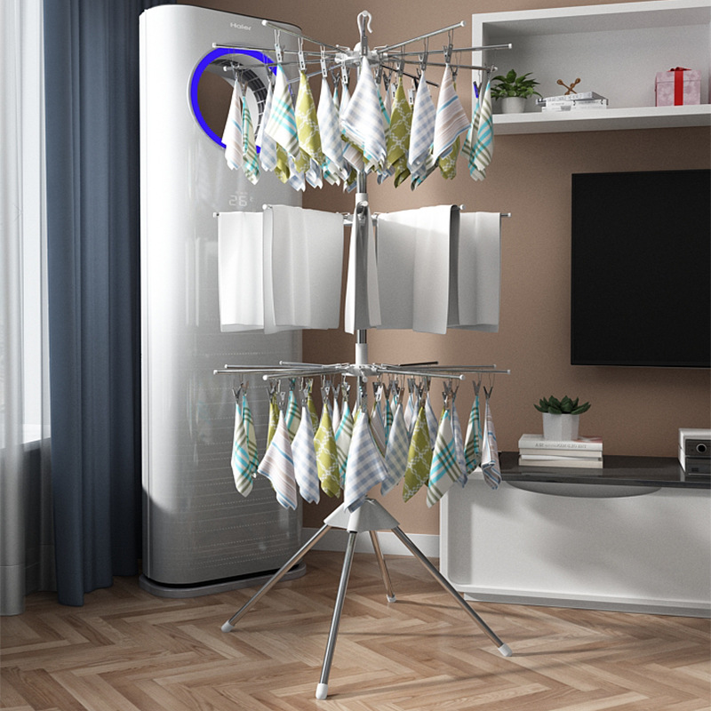 Yi Kailong Baby Drying Rack Floor Folding Balcony Drying Rack Stainless Steel Children's Towel Rack Baby Diaper Rack