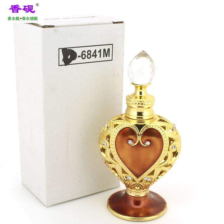 香砚12ml金色心形大啡色桃心款香水瓶摆件3.jpg