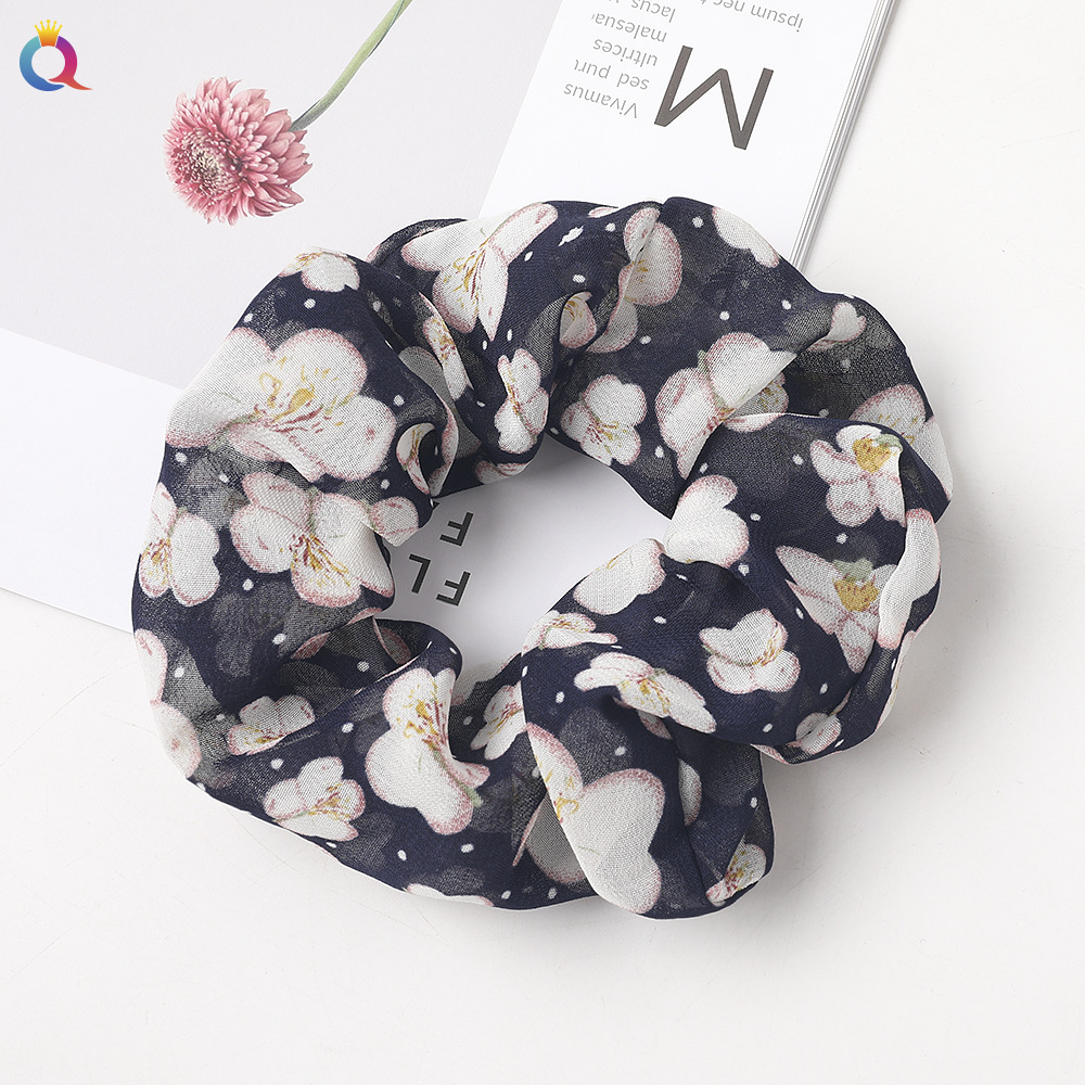 New Fashion Printed Chiffon Hair Ring Fabric Cheap Sweet Hair Ring Wholesale display picture 7