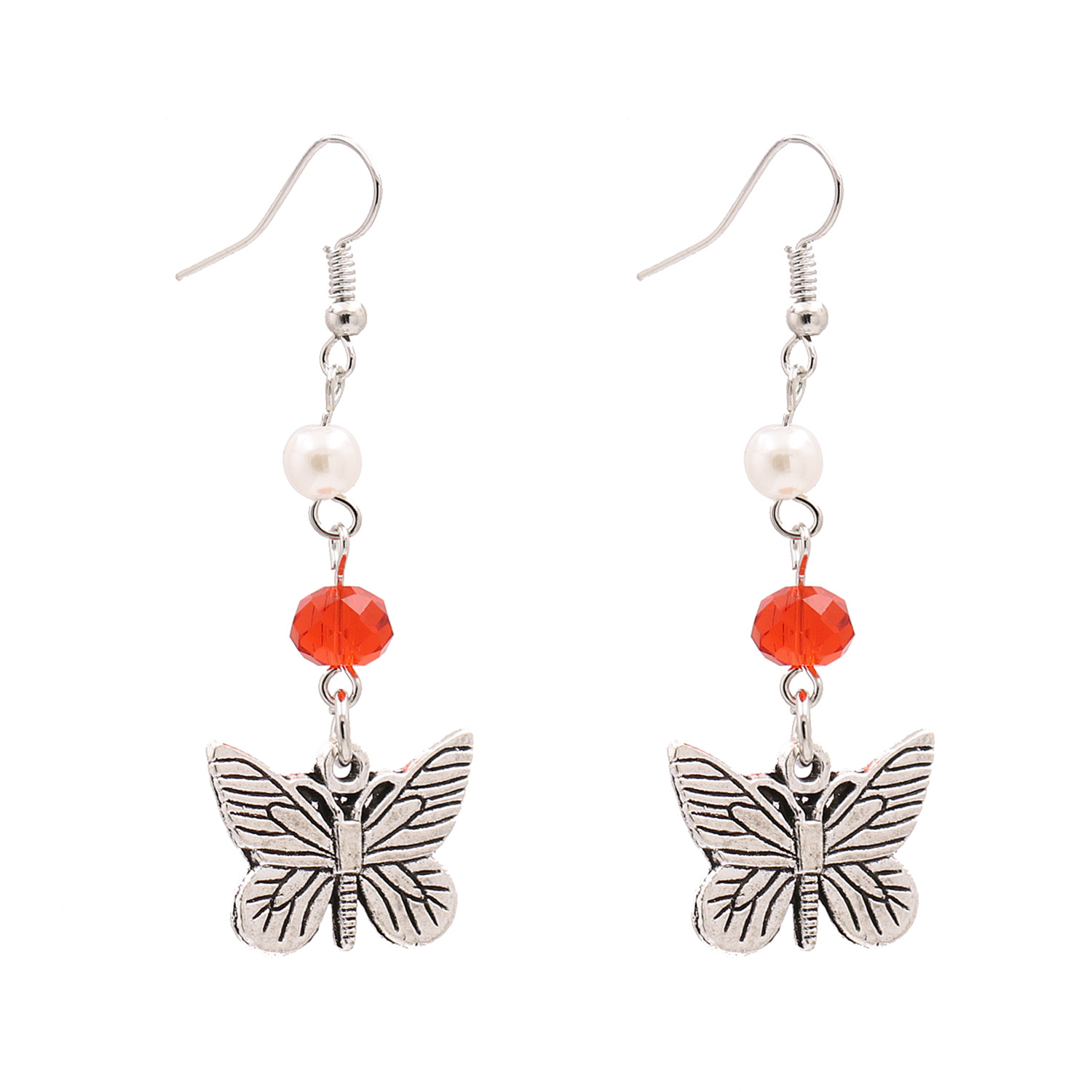 New Retro Ancient Silver Butterfly Earrings Palace Earrings Simple Wild Ethnic Ear Jewelry Wholesale Nihaojewelry display picture 10