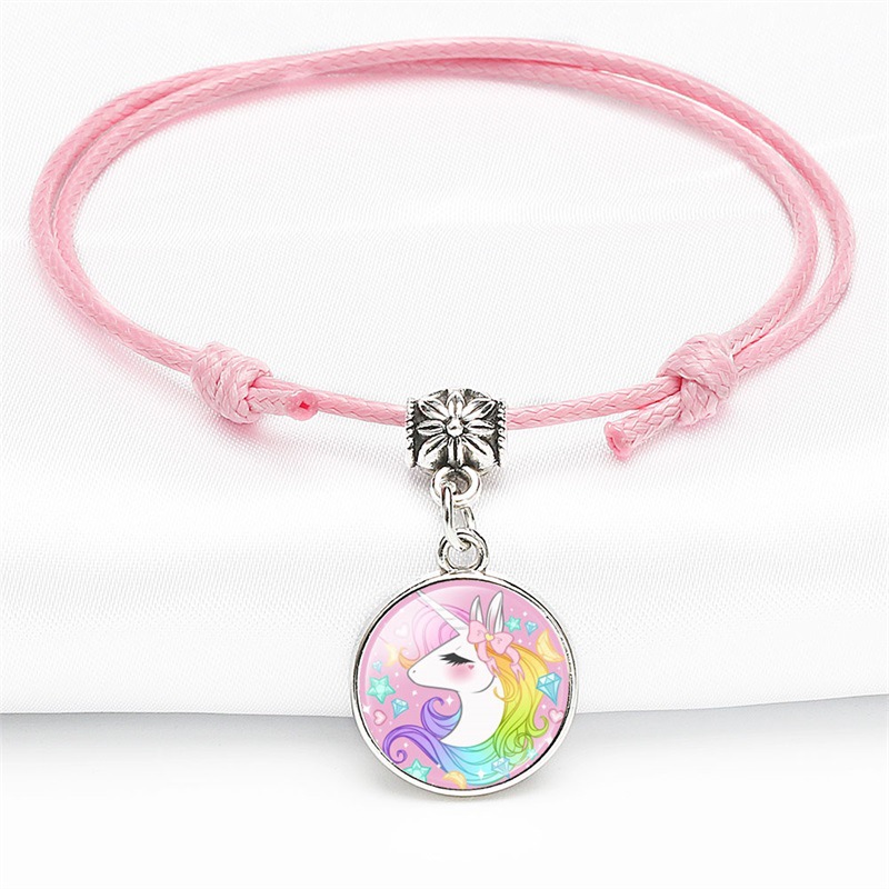 Children's Cartoon Pony Unicorn Pink Spring And Summer Time Gem Bracelet display picture 2