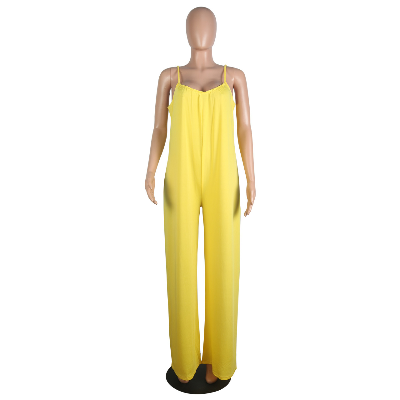 Sexy Sling Solid Color Wide Leg Jumpsuit