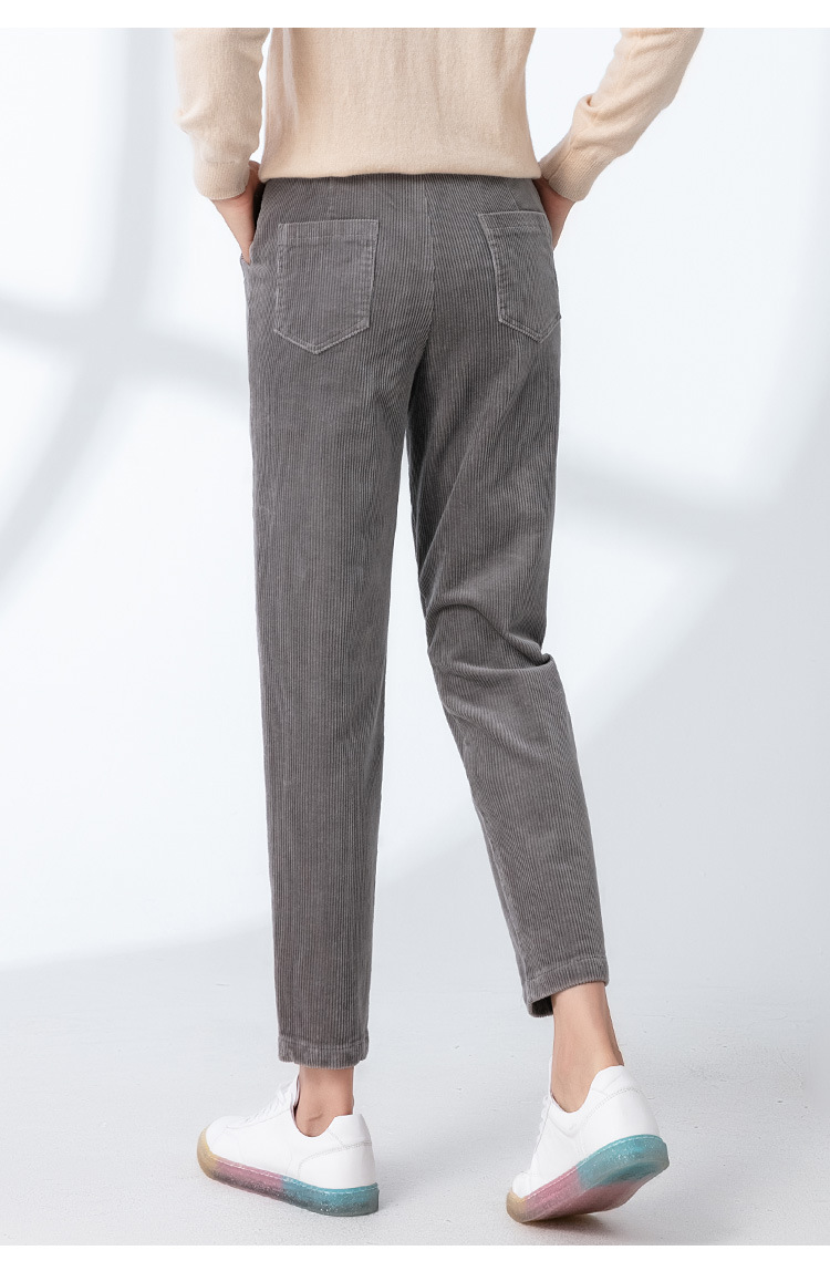 Quần culottes nữ ống rộng nhung kẻ dáng harem — Màu đen chi tiết 14