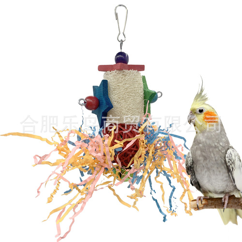 3 pcs Parrot Toy Bird Toys Vine Ball Bamboo Net Brushed Grass Chewing Toys Paper Fiber Grass Fiber Chewing Toys