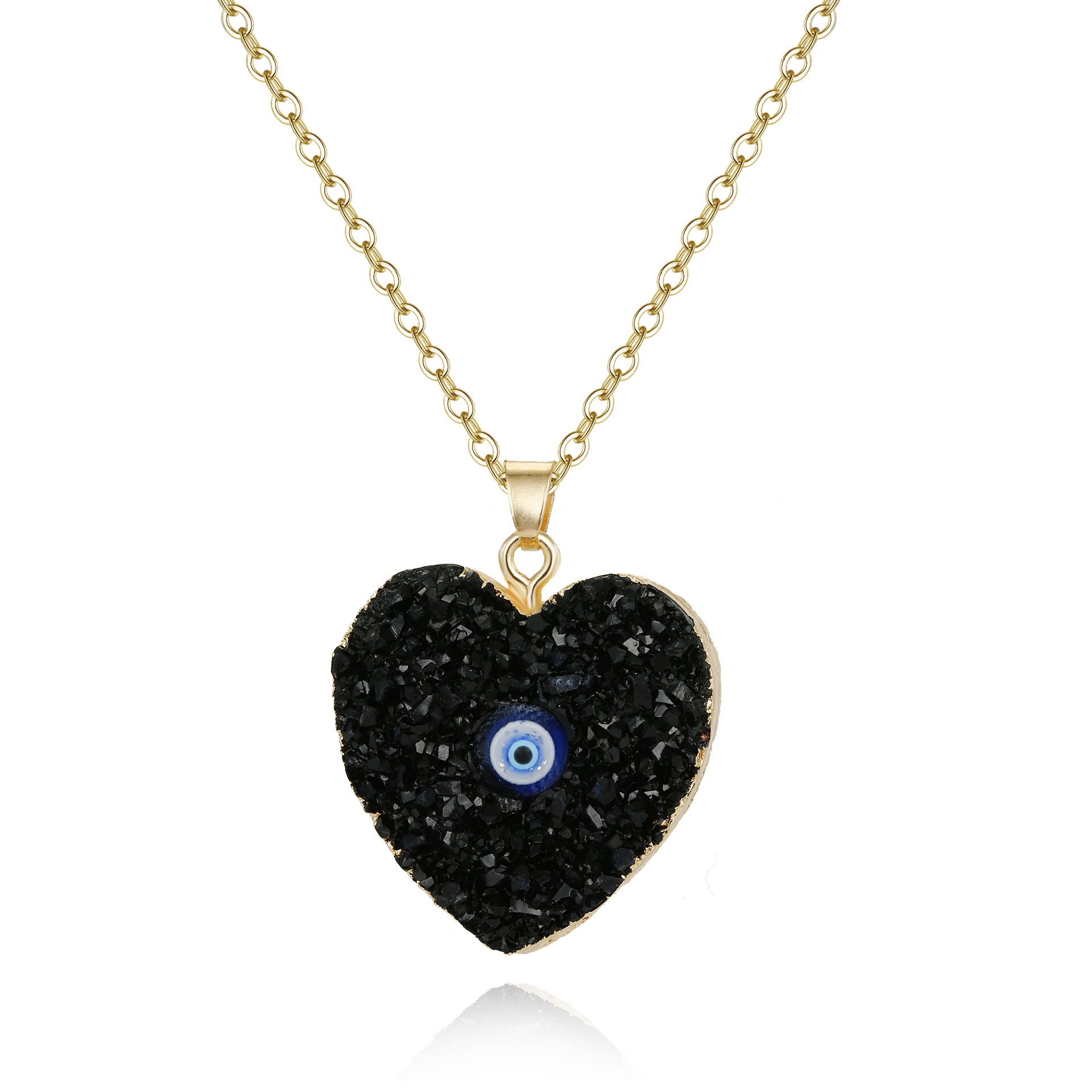 New style eye pendant necklace imitation natural stone love resin necklace wholesalepicture2