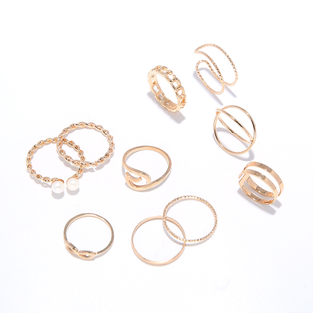 Simple Fashion Style Pearl Cross Ring Set display picture 7