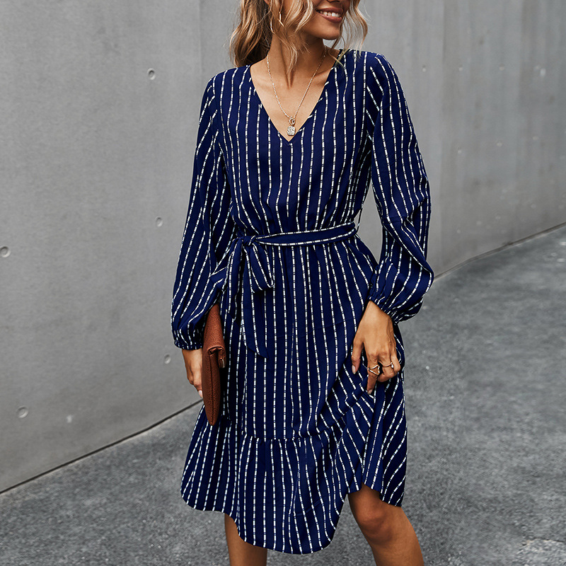 autumn 2020 simple striped dress for women NSKA215