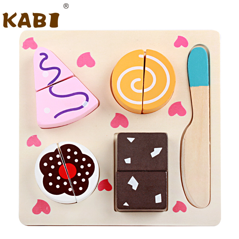 Madera juego casa simulación fruta corte juguete rompecabezas cognitiva educación temprana rompecabezas herramienta de corte pastelería vegetal