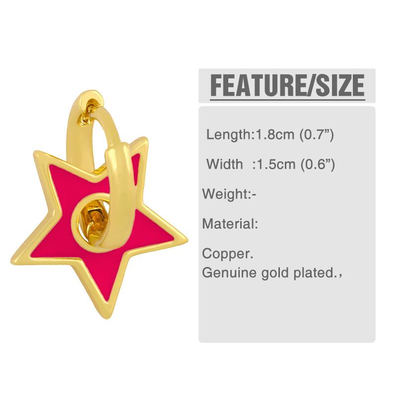 New  Fashion  Drop Oil Five-pointed Star Earrings display picture 2