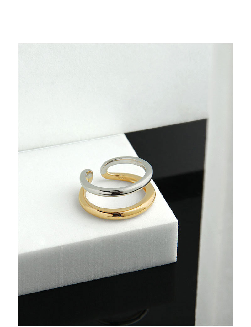 Geometric Pattern 925 Sterling Silver Geometric Open Ring