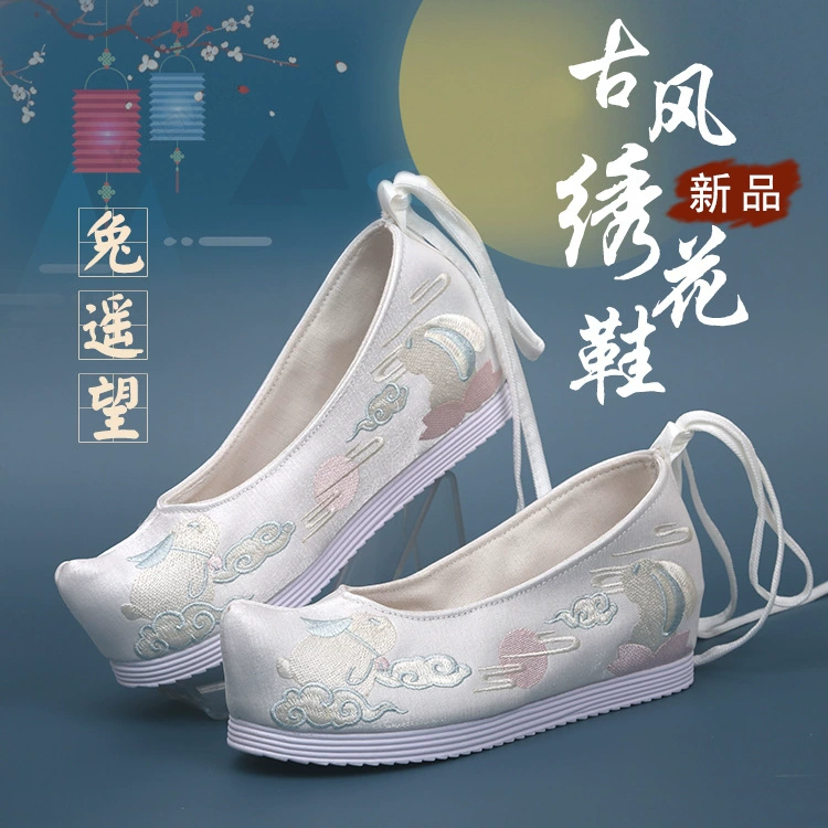 Новый кролик выглядит туфли в старинном стиле Хань обувь с вышивкой женская обувь с вышивкой обувь розы с бантом обувь Студенческая танцевальная обувь женская