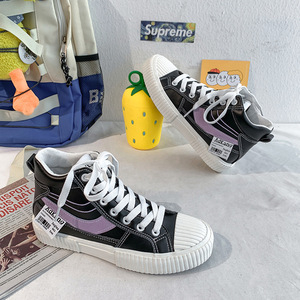 高帮帆布鞋女秋季板鞋2020新款透气韩版网红学生休闲运动鞋潮8319