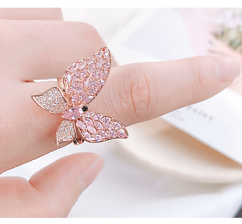Fashion Rings For Women Korean Fashion Open Butterfly Ring Sparkling Zircon Bracelet display picture 1