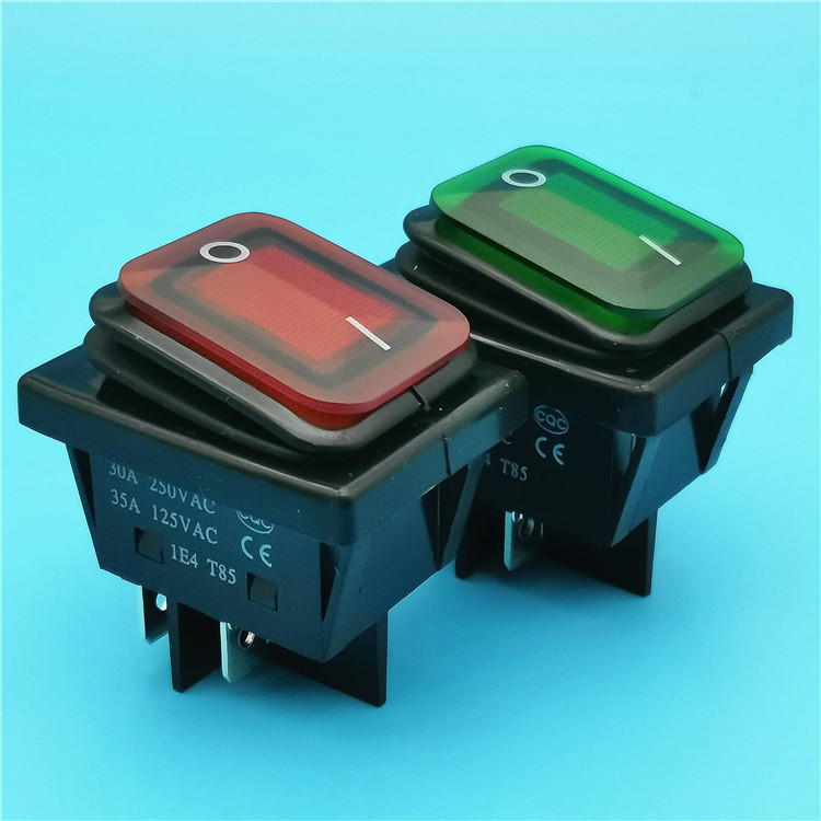 KCD4连体防水船型开关大电流30A 菱形面 4脚 防尘 翘板开关