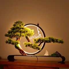 Thuja cypress welcoming pine bonsai micro landscape ornaments Zen space new Chinese style living room entrance soft decoration art ornaments
