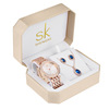 Set, golden bracelet, swiss watch, 3 piece set, pink gold, Birthday gift