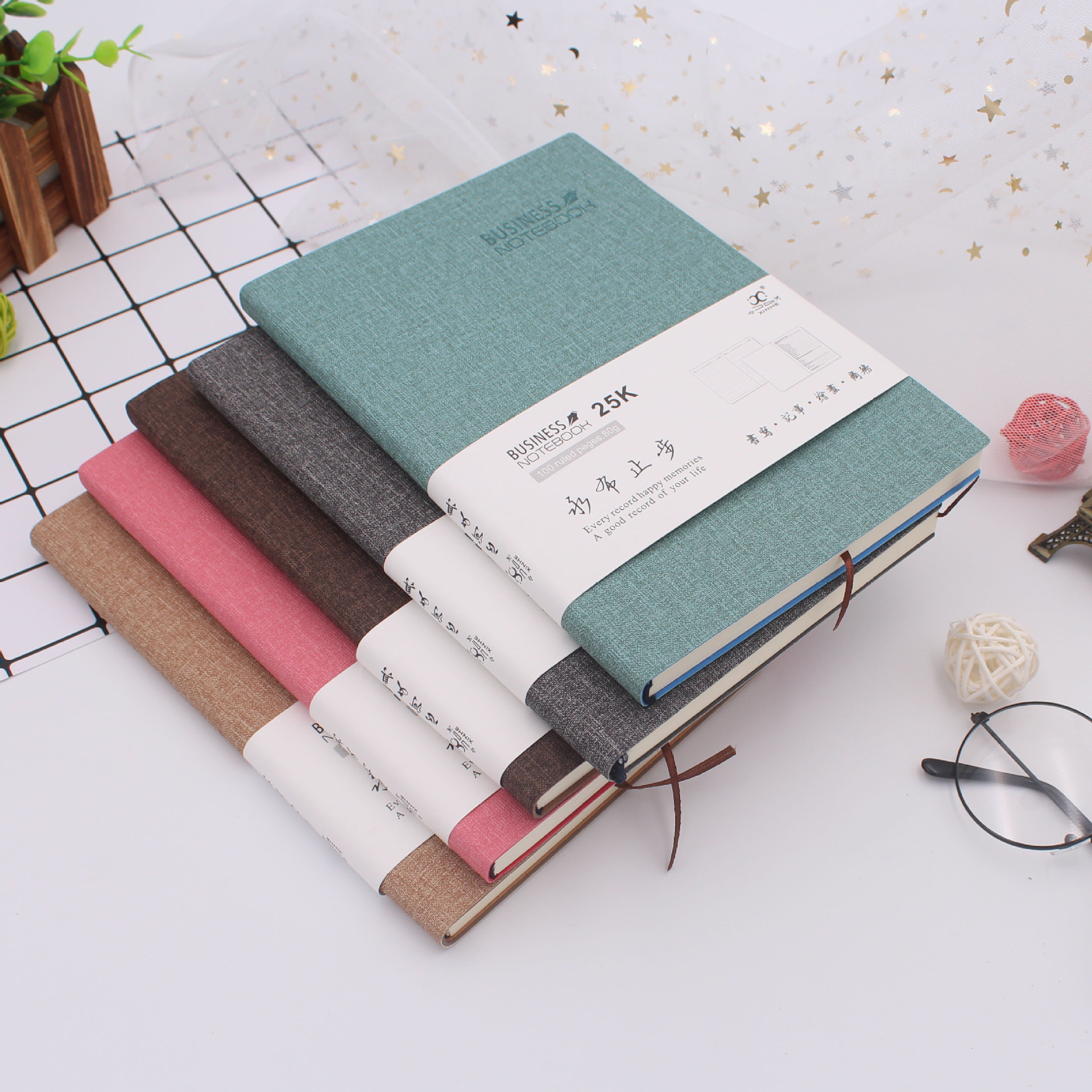 Xinhe 25-78 A5 가죽 노트북 소프트 오피스 비즈니스 메모장 절묘한 간단한 문구 다채로운 메모장