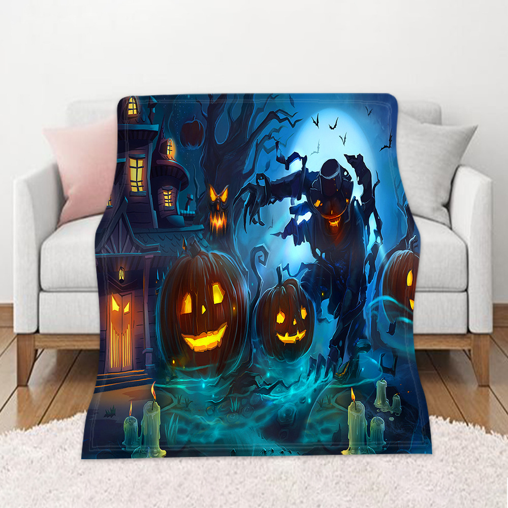 DIY毛毯万圣秋冬保暖沙发盖毯 高清印花双面法兰绒空调毯