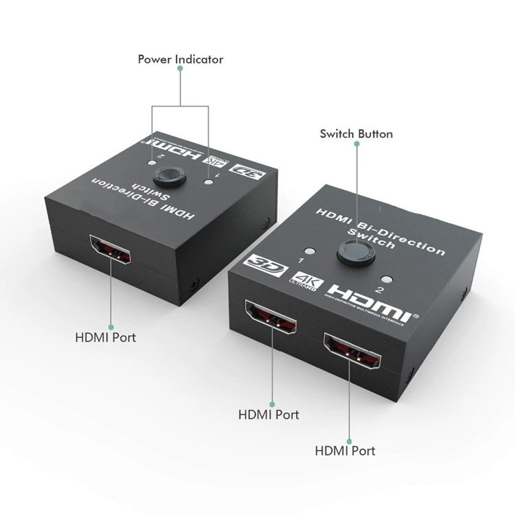 HDMI переключатель 2 в 1, HDMI двухканальный переключатель, поддержка 4K