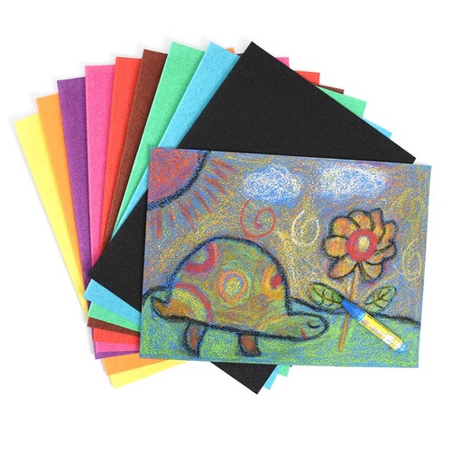 8K4K16KA4 Colored Sandpaper, Colored Black Sand Painting Paper, Children's Creative Art Doodle Oil Pastel Black Sandpaper