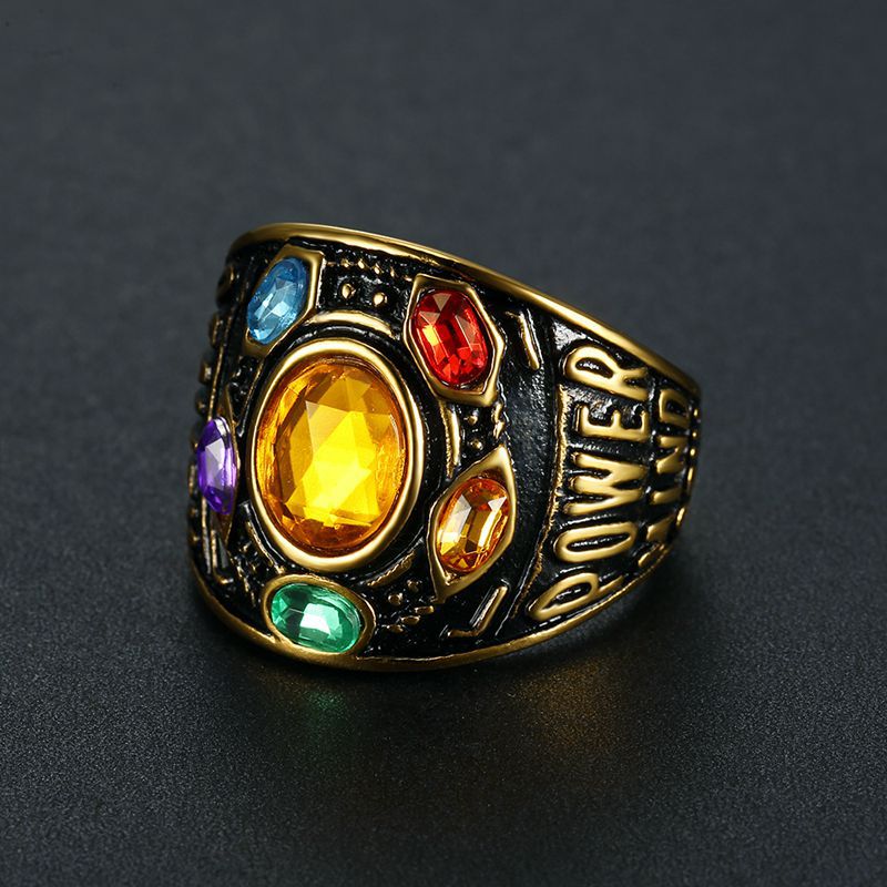 Holiday, Banquet, Party Occasion Titanium Steel Material Hip-hop Colorful Titanium Steel Plating Inlay Artificial Gemstones Men's Rings