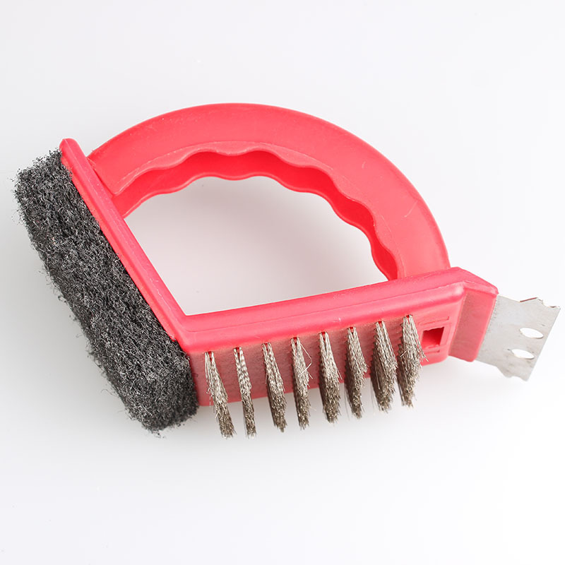 Cepillo de barbacoa de acero inoxidable directo de fábrica cepillo de limpieza barbacoa parrilla cepillo de alambre de cobre cepillo de mango PP