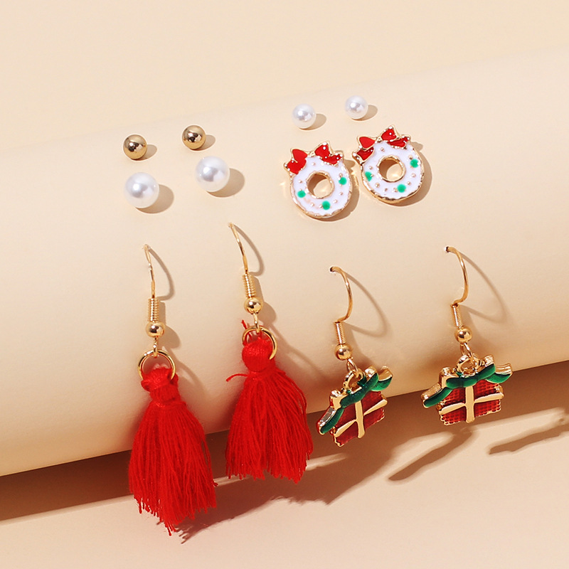 8g Weight Earrings Classification Wedding, Travel Occasion Women'S Gender Vintage Style Style  New  Cute Cartoon Christmas Earrings Set 3