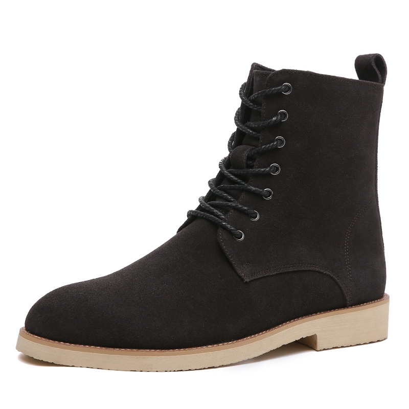 Men's ankle boots and fleece warm lace-up boots_voghion.com