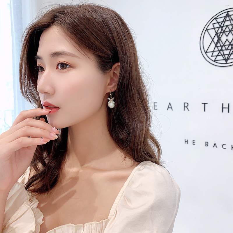 Korea S925 Silver Needle Semi-circular C-shaped Earrings Zircon Flower Earrings Fashion Pearl Earrings Wholesale Nihaojewelry display picture 32