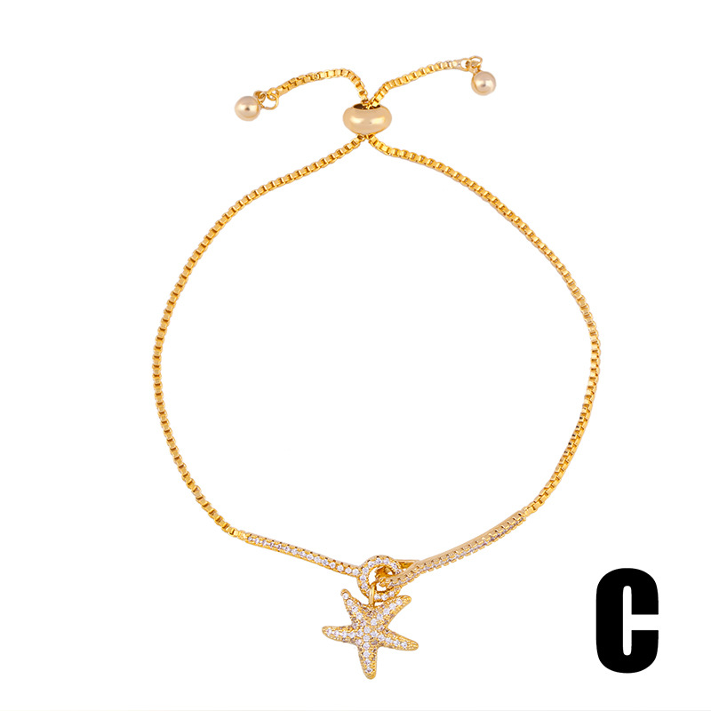 Fashion zircon crystal pull bracelet female starfish bracelet adjustable bracelet
