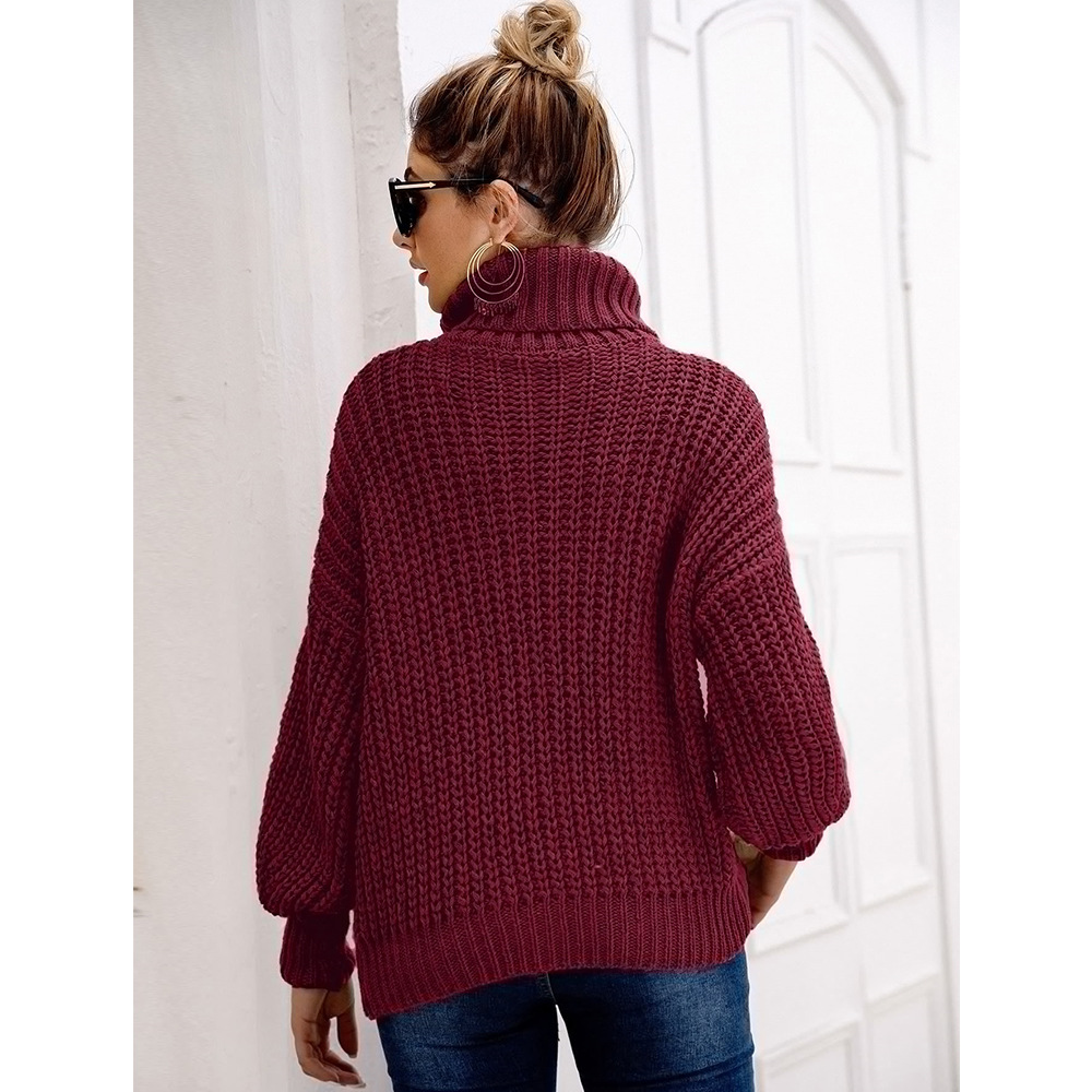 solid color long-sleeved turtleneck sweater  NSSA28586