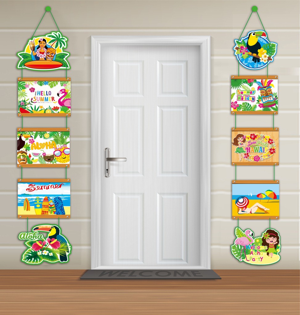 亚马逊热卖 夏威夷门挂派对拍照道具 聚会搞怪夏威夷门挂拉旗装饰|ms