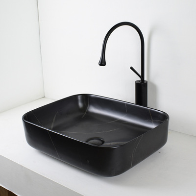 陶瓷台上盆哑光黑色洗手盆大理石洗手池洗脸盆北欧loft复古酒吧|ms