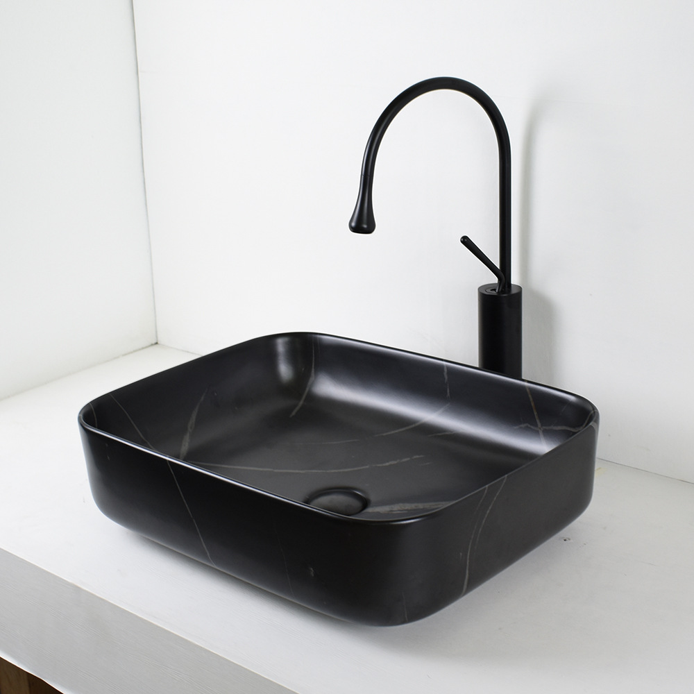 陶瓷台上盆哑光黑色洗手盆大理石洗手池洗脸盆北欧loft复古酒吧|ms