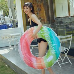 Factory Supply Ins Influencer Style Gradient Rainbow Flower Children's Swim Ring Thick Underarm Ring PVC Swim Ring