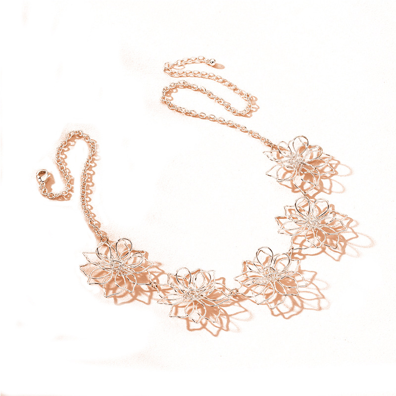 Korean new trendy flowers small waist Roman simple clavicle chain necklace wholesale nihaojewelry