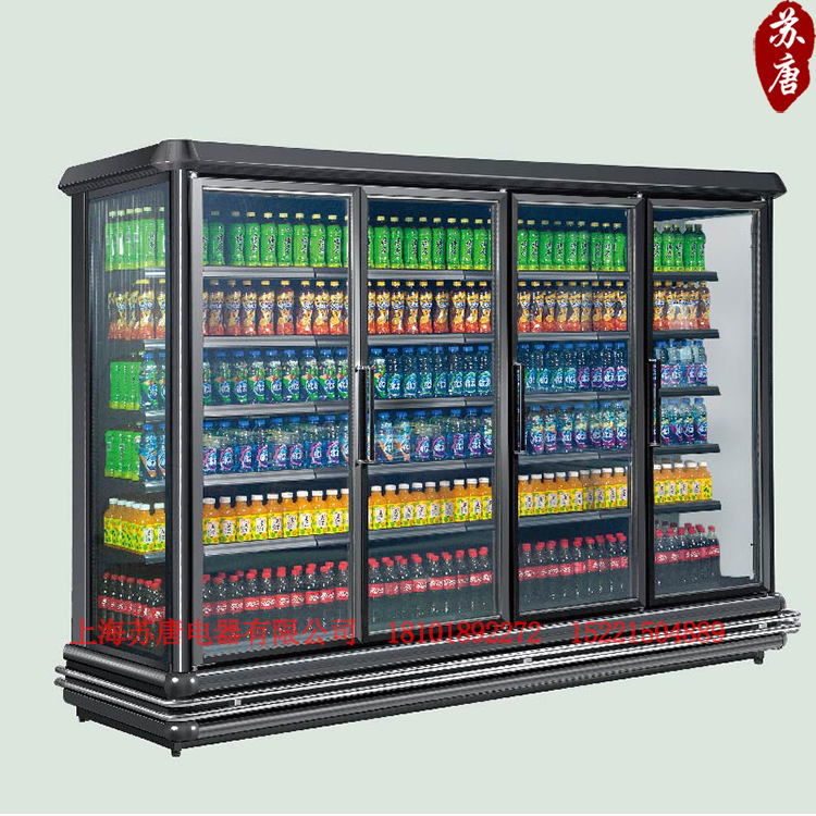 超市大型风冷展示柜带门风幕柜成列柜背出风超市冷藏冷冻柜18CL