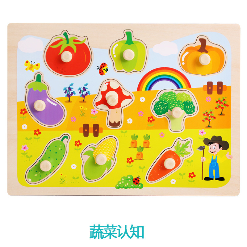 Madera digital animal fruta forma de tráfico cognitivo empuñadura tablero LCM18 niños rompecabezas juguete educativo 0,3