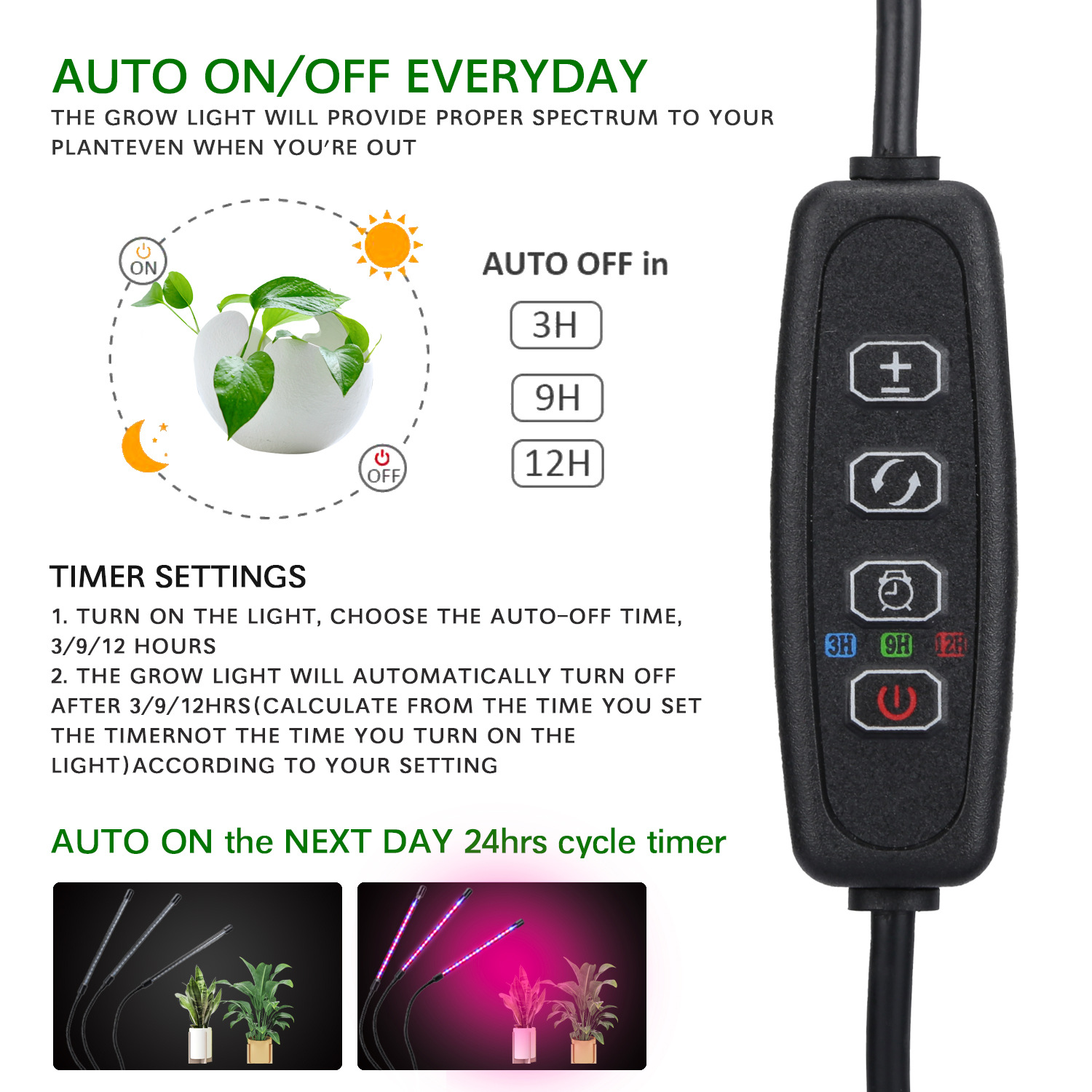 亚马逊三脚架植物灯 40W 80W植物生长灯遥控定时反折