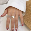 Tide, fashionable retro small design ring, silver 925 sample, on index finger