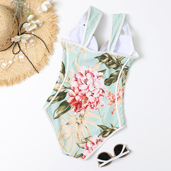 Cross-border wholesale new Japanese and Korean sweet floral one-piece swimsuit women's sexy steel cup shaping swimwear