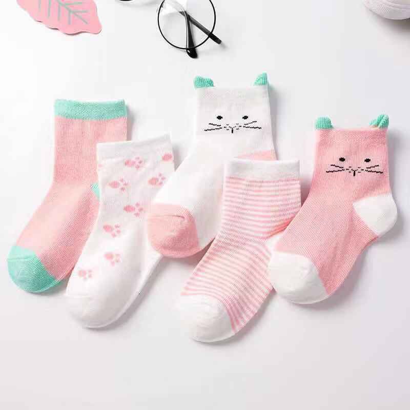 Wholesale children's socks spring and autumn thin breathable medium tube newborn babies 0-6 months old boys and girls 1-3 years old ship socks