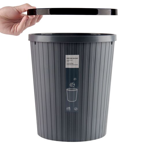 Creative Simple Trash Can Household Uncovered Ring Paper Basket Large Kitchen Bathroom Living Room Striped Waste Bin