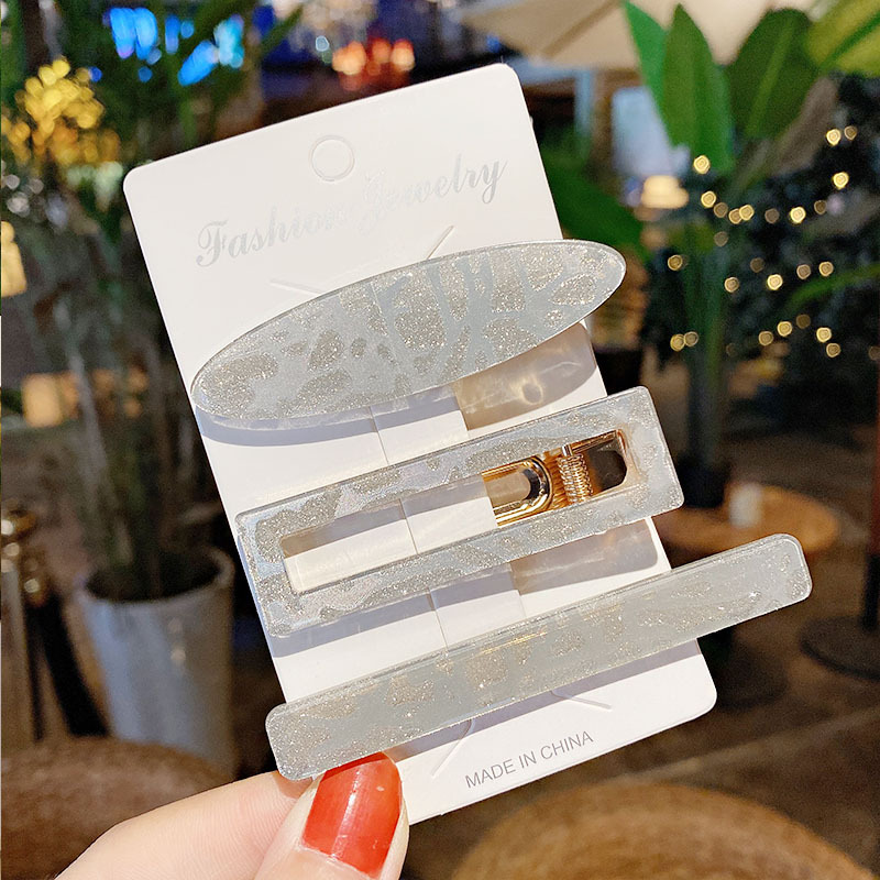 25g Weight Headwear Classification Festival Occasion Arylic Material Geometric Pattern Women'S Gender Korean Acrylic Hairpin 3 Piece Set Side Clip Bangs Clip Girl Clip  Wholesale 6